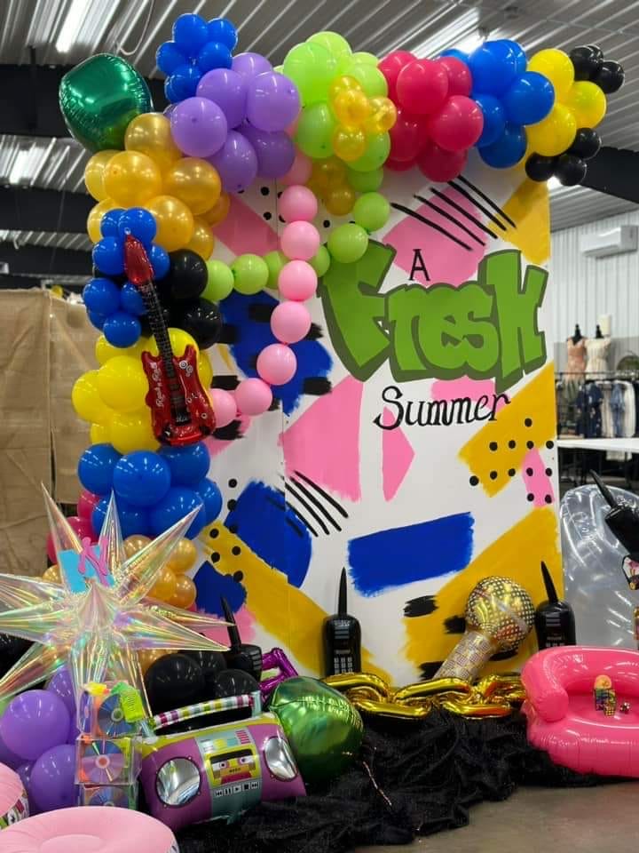 Fresh Colorful 90s Themed Decor by Bella Decorations in Willard, OH